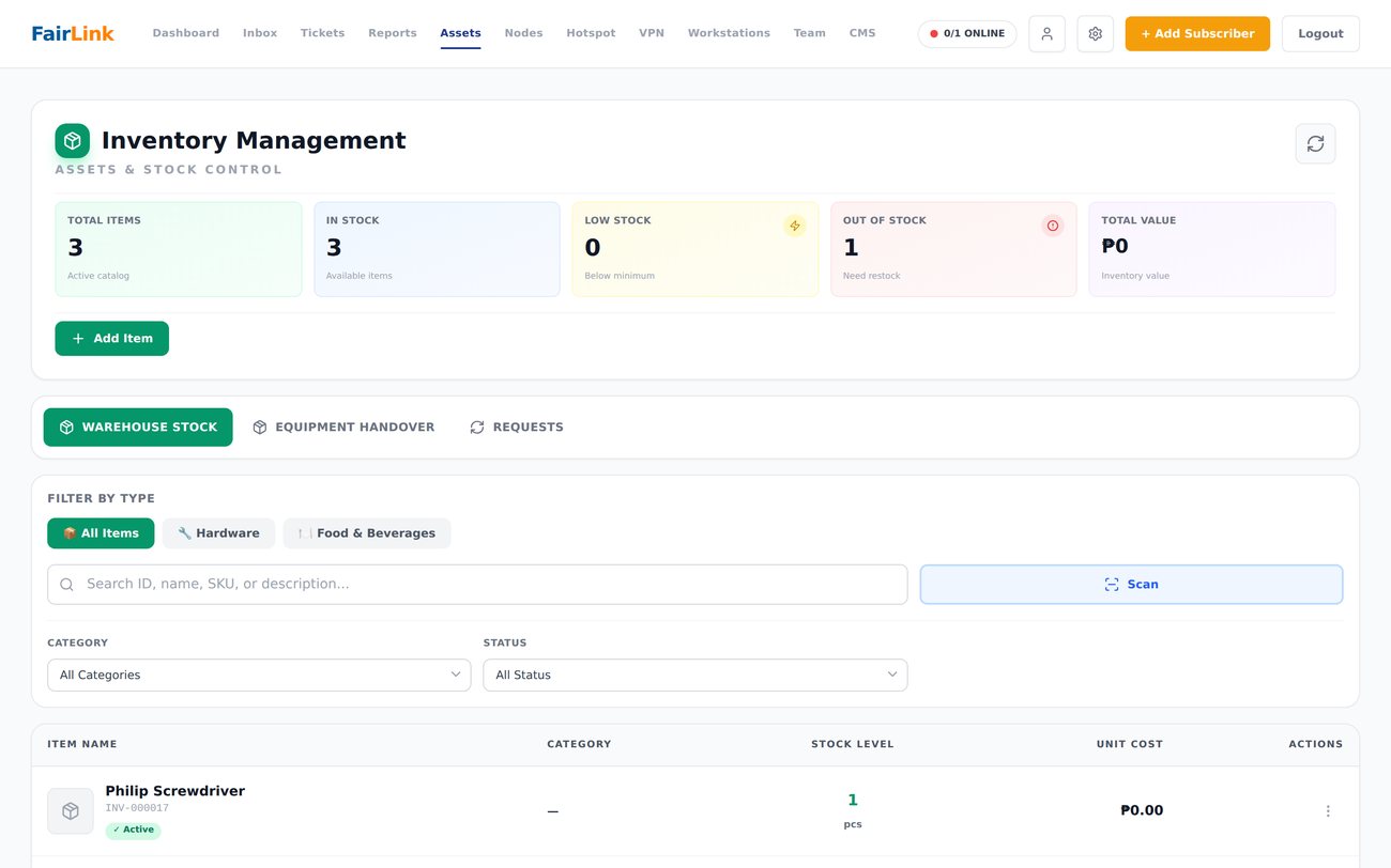 FairLink inventory management — SKU and stock control