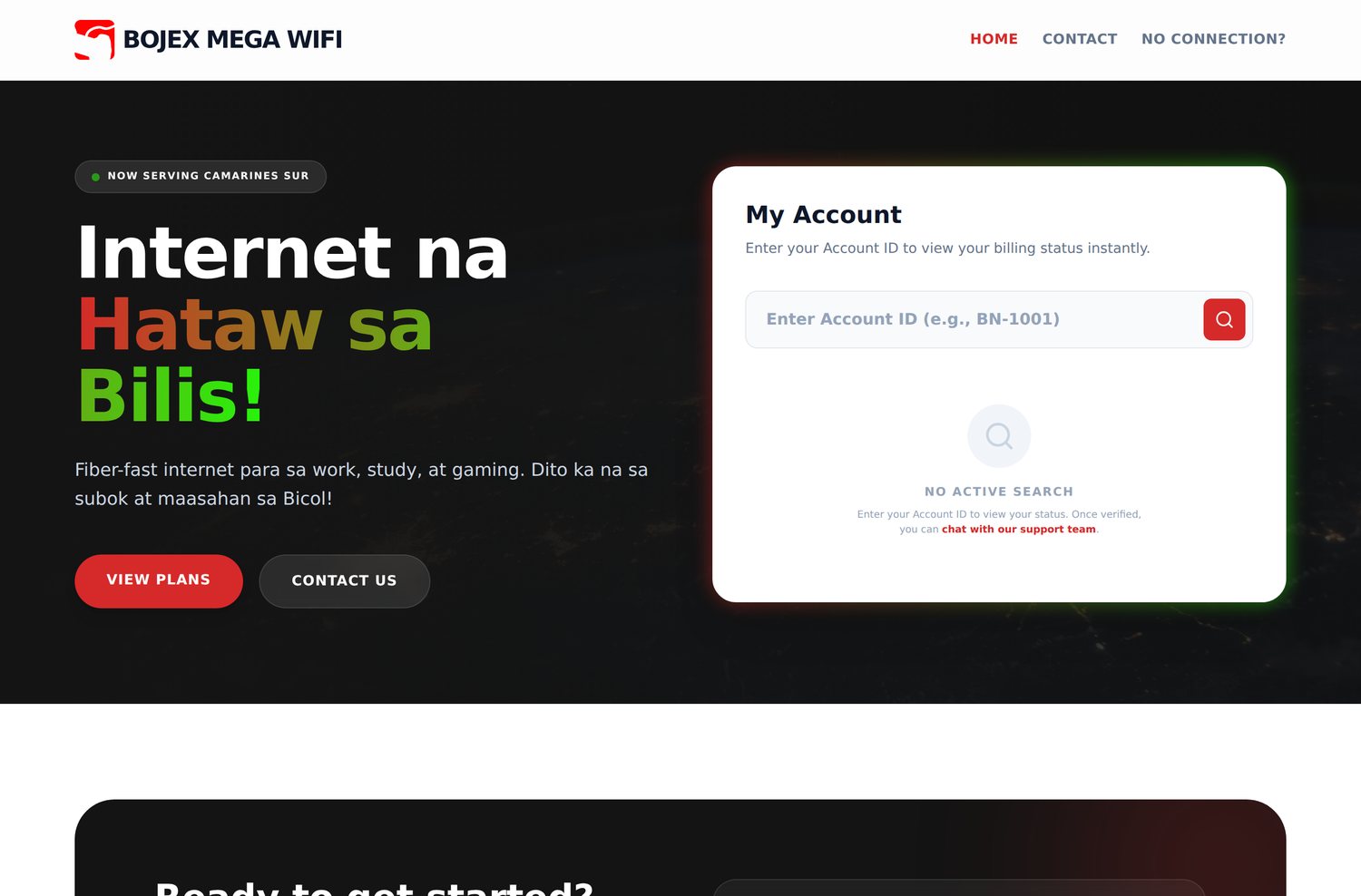 FairLink public ISP portal — billing lookup and internet plans